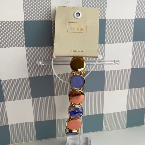 14th & Union Circle Gold Purple Stretchy Fashion Bracelet - Picture 1 of 12